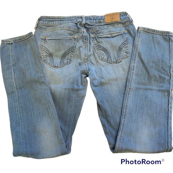 Hollister Low Rise Skinny Leg Jeans Women’s 7L 28x33 Blue Medium Wash Whiskers - Picture 3 of 11